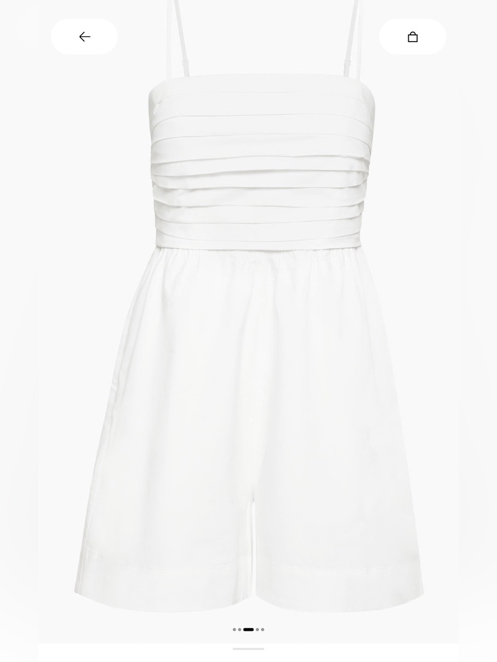 Babaton White Pleated Bust Romper (shorts) with Spaghetti Straps